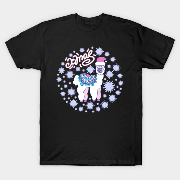 Llama Xmas T-Shirt by Mashmuh